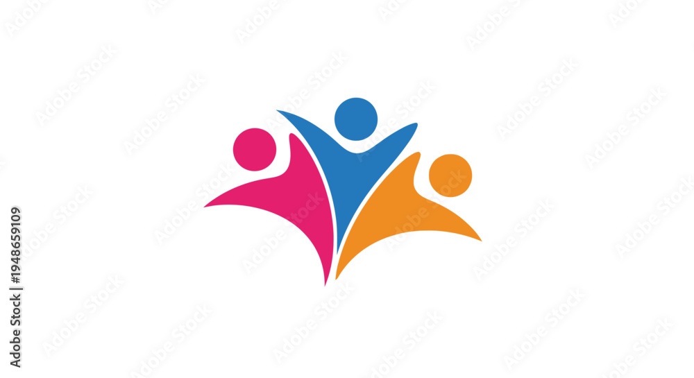 Fototapeta premium Three Colored People Embracing Together.