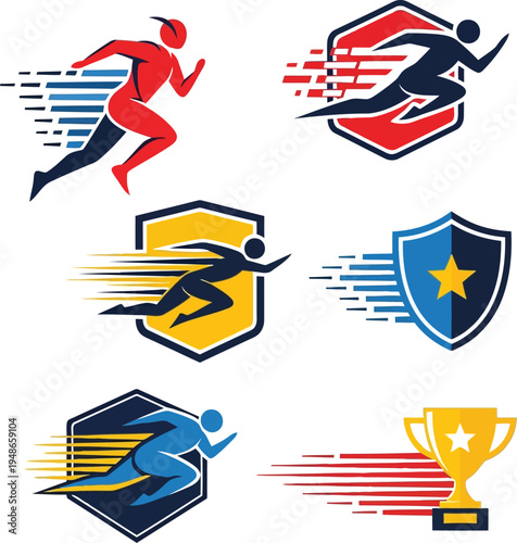 Modern Sport Achievement Badges and Icons Set for Awards and Events