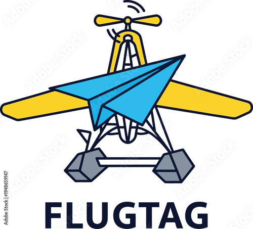 Illustrated Gyrocopter Logo Design for Aviation Business Branding