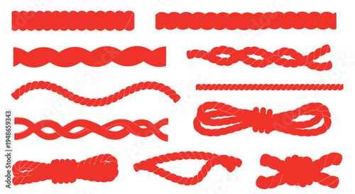 Red Rope Elements: Knots, Braids, and Decorative Edges