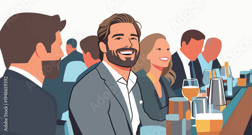 Friends enjoy drinks and conversation at a busy bar during an evening gathering or celebration