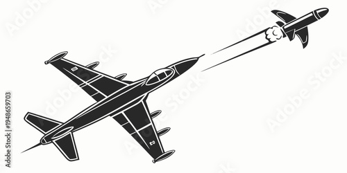 a fighter jet launching a missile Vector