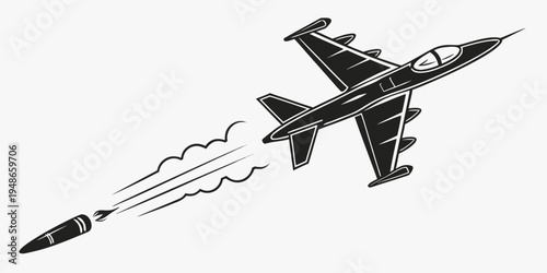 a fighter jet launching a missile Vector