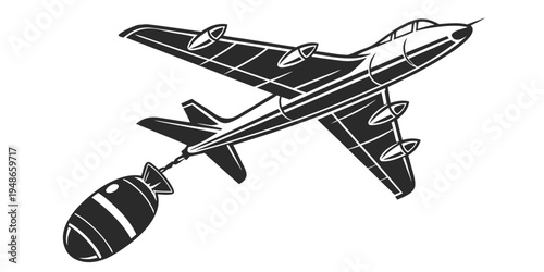a large bomber plane carrying a bomb Vector