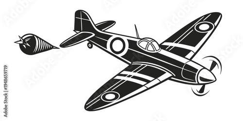 a small vintage airplane flying through the air Vector