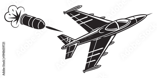 a fighter jet dropping a bomb with a flower on it Vector