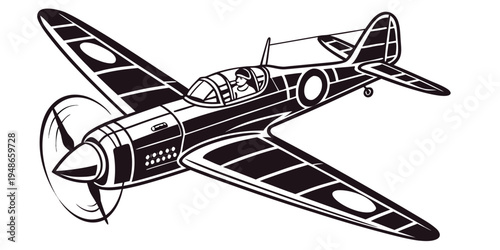 a small propeller driven airplane in flight Vector