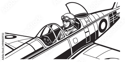 a fighter jet with a pilot flying through the air Vector