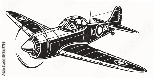 a black and white drawing of a fighter jet Vector