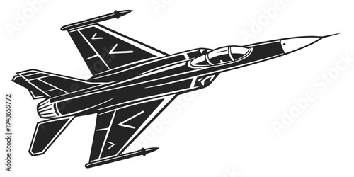 a black and white fighter jet with pointed nose Vector