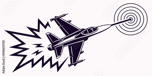 a fighter jet hitting a target with a missile Vector