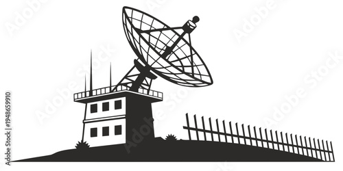 a large satellite dish on top of a building Vector