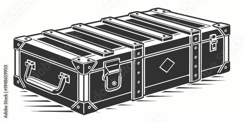 a large black road case with metal corners Vector