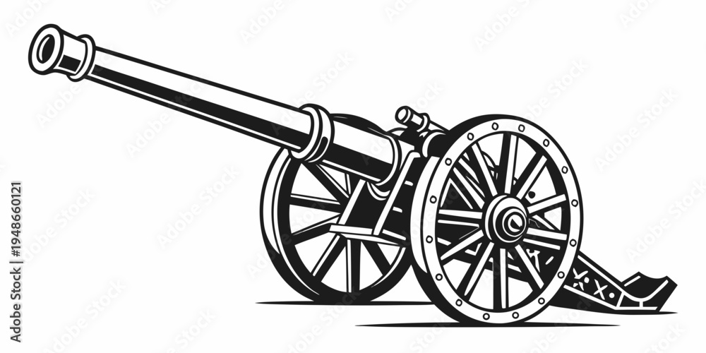 Fototapeta premium a black and white drawing of a cannon Vector