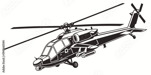 a black helicopter with a single main rotor and tail rotor Vector