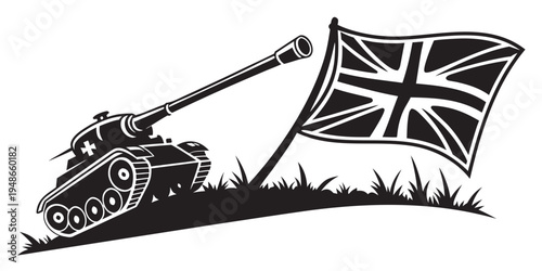 british tank with union jack flag Vector