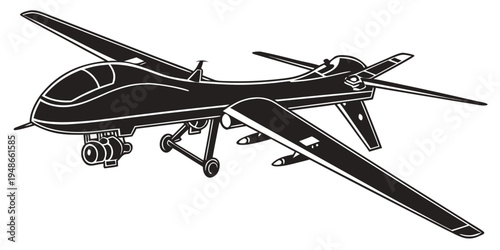 a black helicopter with a long tail Vector