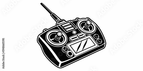 remote control device with antenna and joysticks Vector