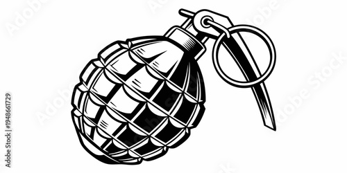 a grenade with a pin and ring attached Vector