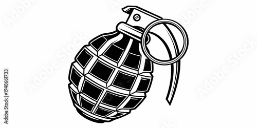 a black and white drawing of a grenade Vector