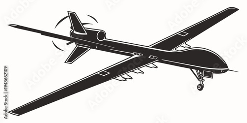 a black silhouette of a small airplane in flight Vector