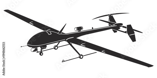 a black silhouette of a drone with a long wingspan Vector