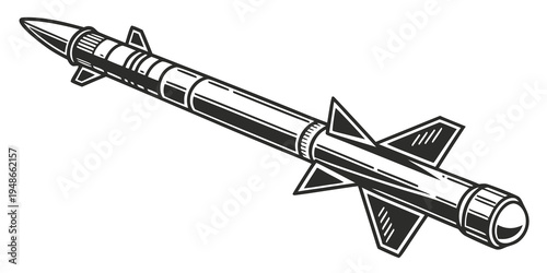 a missile with fins and a pointed tip Vector