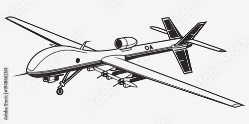 a large drone with a long wingspan and multiple rotors Vector