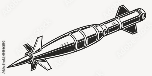 a missile with fins and guidance systems Vector