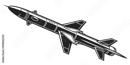a black and white drawing of a missile Vector