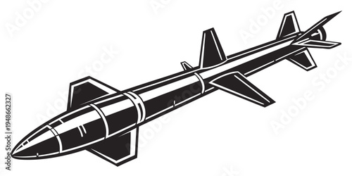a black and white drawing of a missile Vector