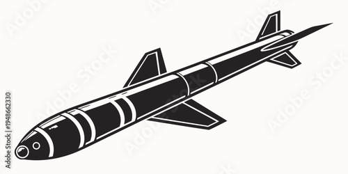 a black and white drawing of a missile Vector