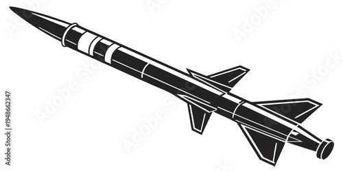 a black and white drawing of a missile Vector