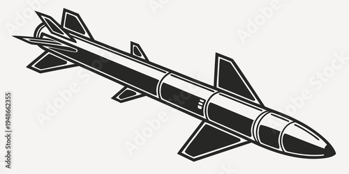 a black and white drawing of a missile Vector