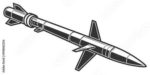 a missile with fins and a pointed nose Vector