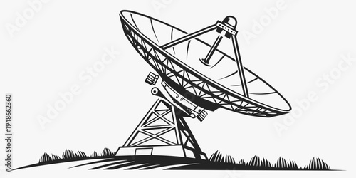 a large satellite dish on a metal tower Vector