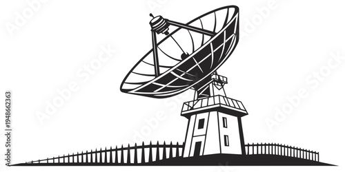 a large satellite dish on a tower Vector