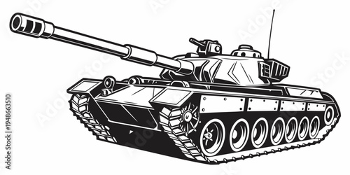 a black and white drawing of a tank Vector