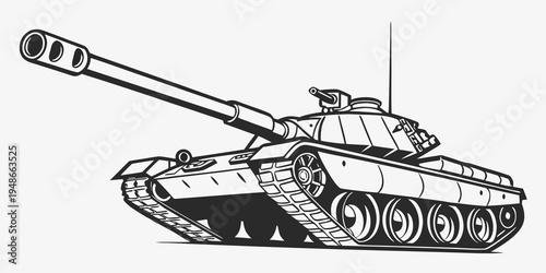 a black and white drawing of a tank Vector