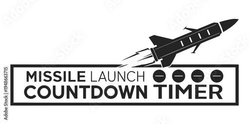 a black and white missile launch countdown timer graphic Vector