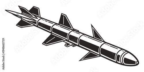 a missile with fins and a pointed tip Vector