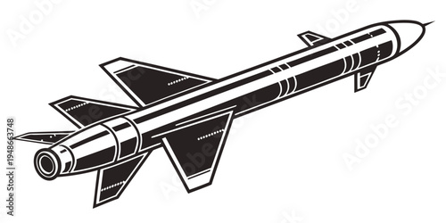 a missile with fins and a pointed tip Vector