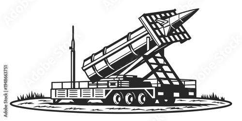 a large missile launcher on a truck Vector