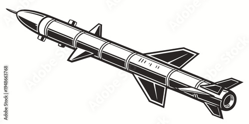 a missile with fins and a pointed tip Vector