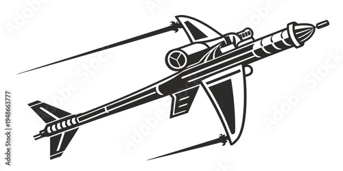 a black and white drawing of a missile Vector