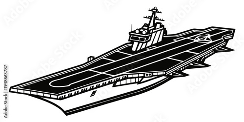 a large aircraft carrier on the ocean Vector