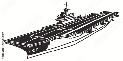 a large aircraft carrier on the ocean Vector