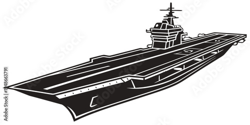 a large aircraft carrier on the ocean Vector