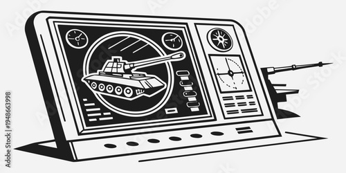 a laptop with a navigation screen on the display Vector