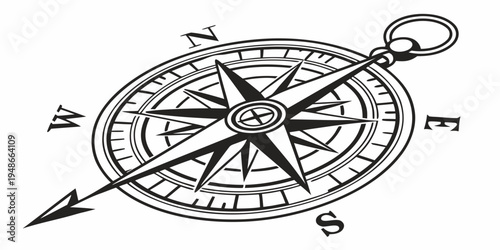 a detailed drawing of a navigation compass Vector